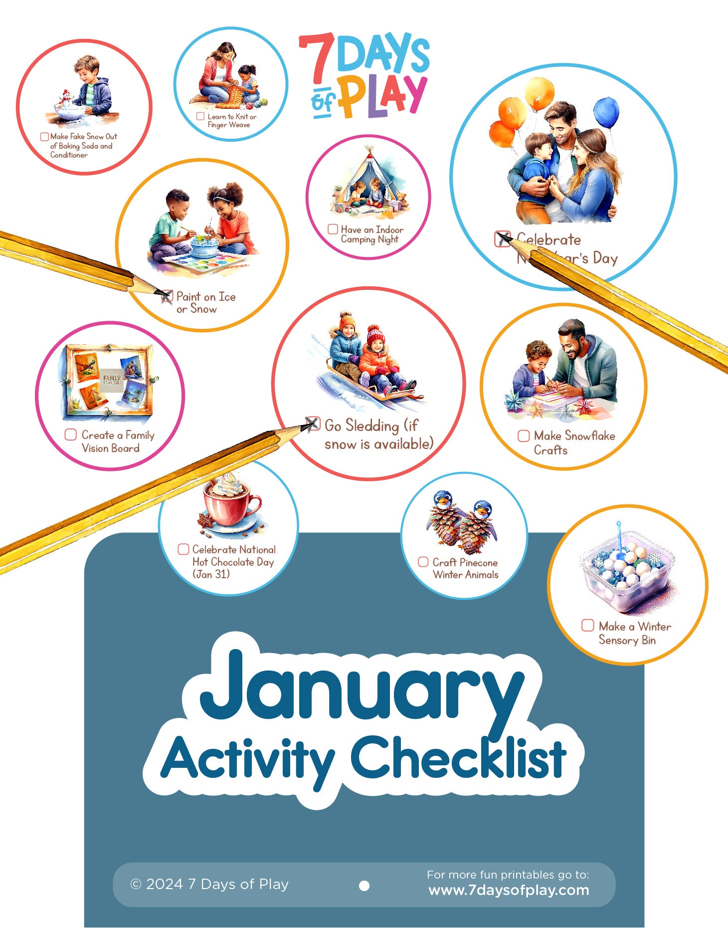 January Activities Checklist - Printable – 7 Days of Play