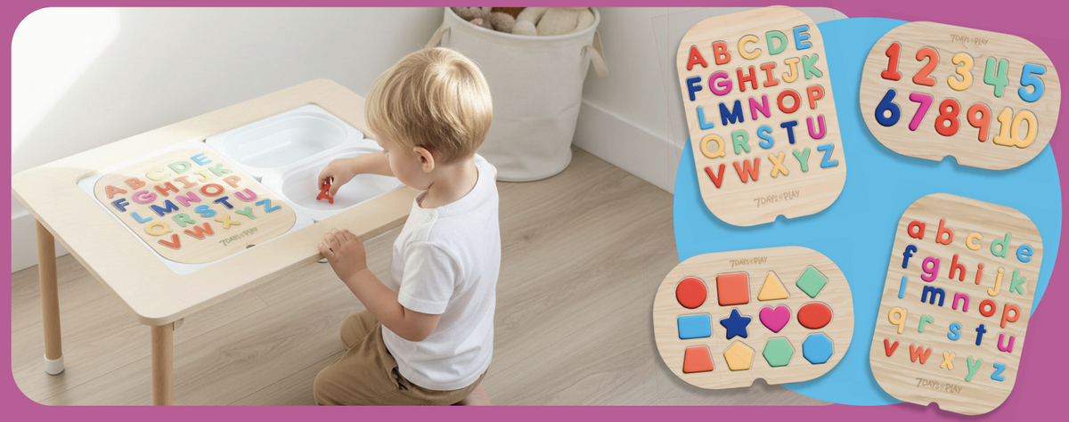 Child playing with educational puzzles