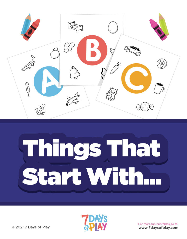 Things That Start With - Fun Printable for Kids – 7 Days of Play
