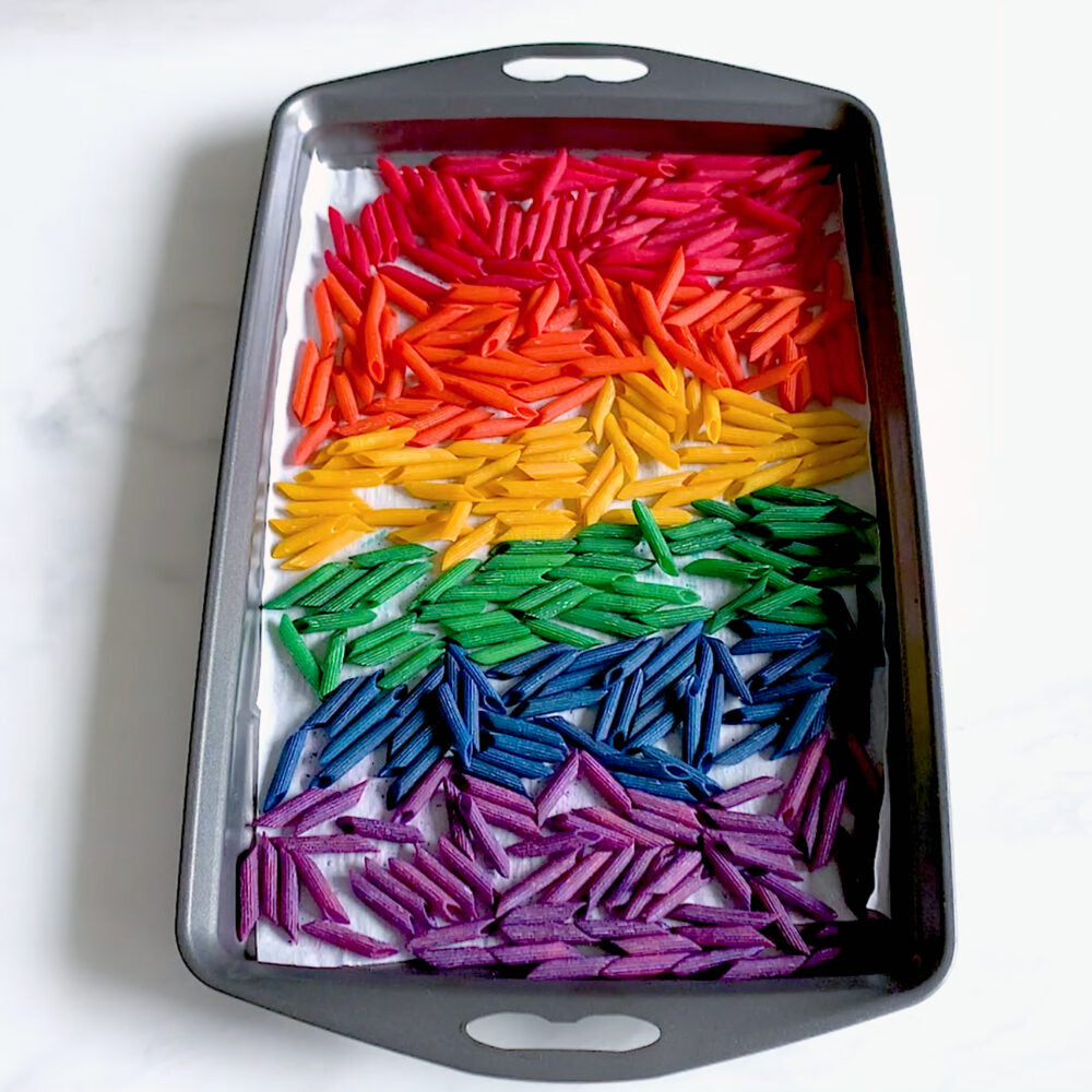 How to Dye Pasta Bright Colors for Sensory Play