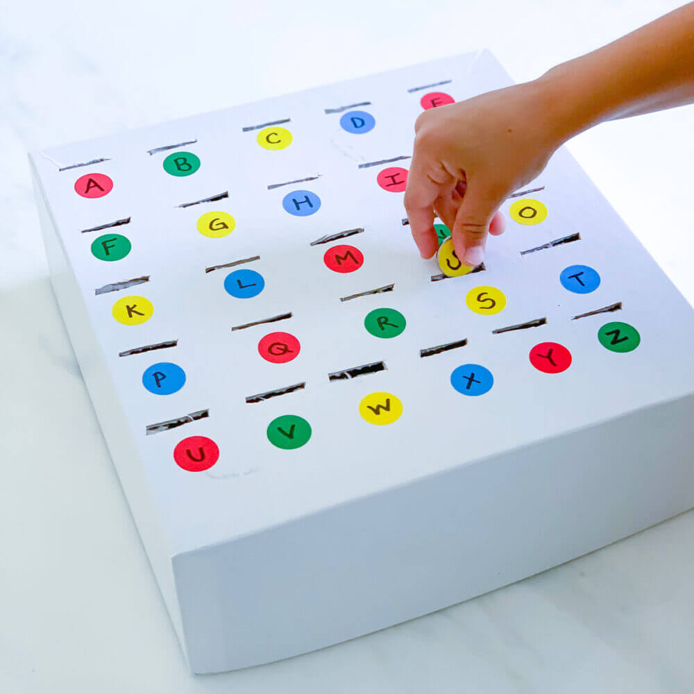 Alphabet Learning - DIY Matching Game with Coins