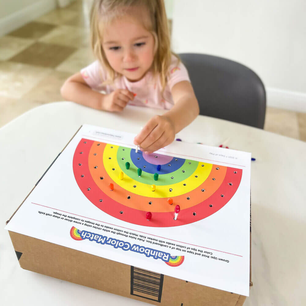 Color Matching Game - Cotton Swab Rainbow