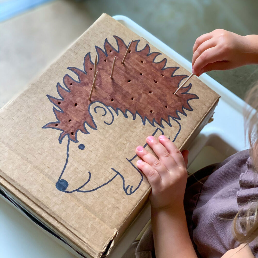 Fine Motor Skills Activity for Toddlers - Poke the Porcupine