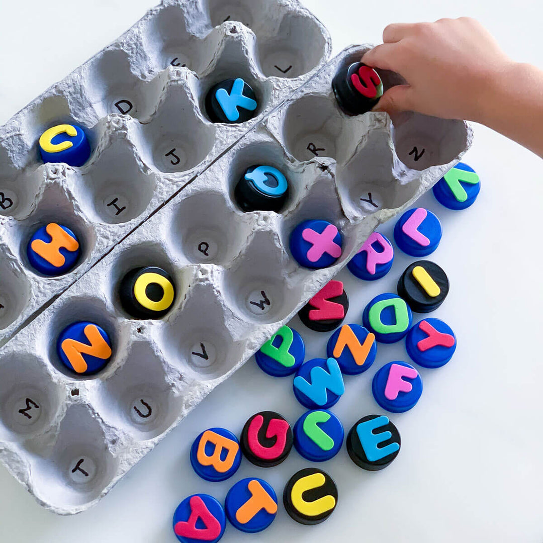 Matching Letter Game - A DIY Puzzle Made with Recycled Materials