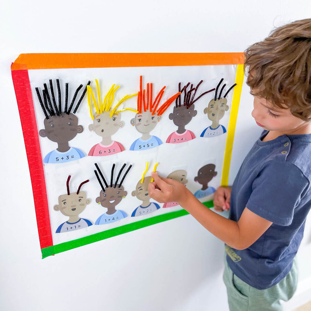 Pre K Math - Count and Add the Hair Printables