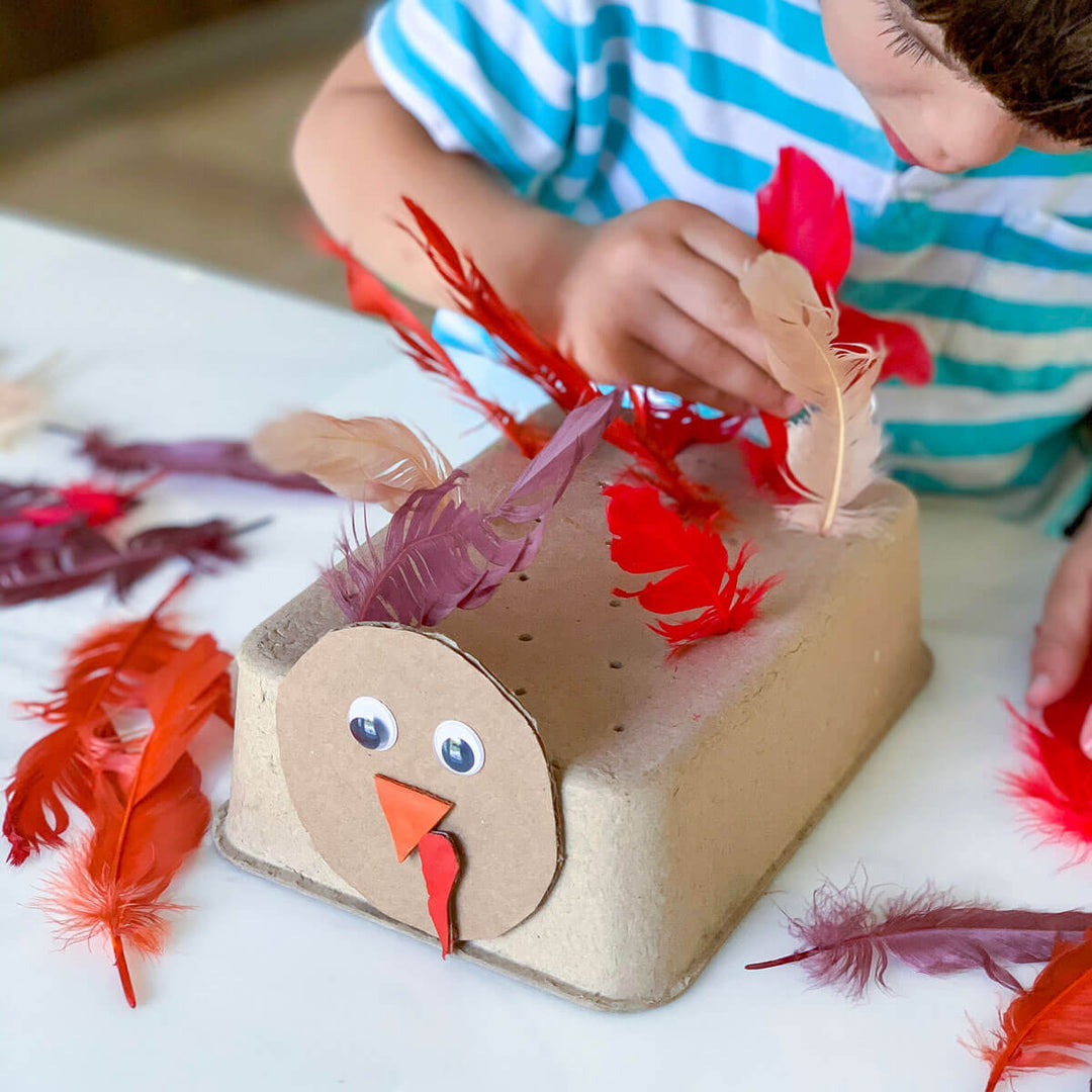 Thanksgiving Activity for Toddlers - Easy Feather Poke