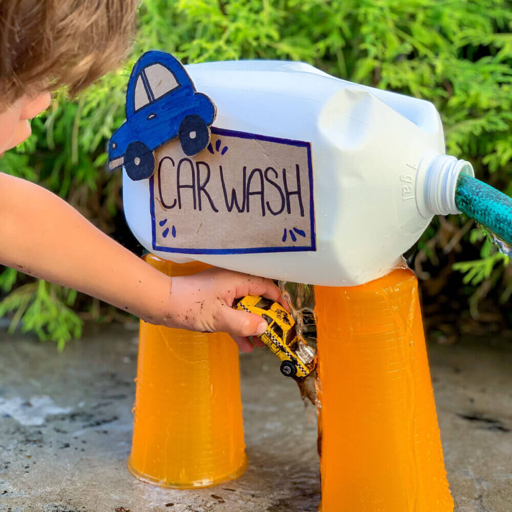 Water Activity for Toddlers - Milk Jug Car Wash