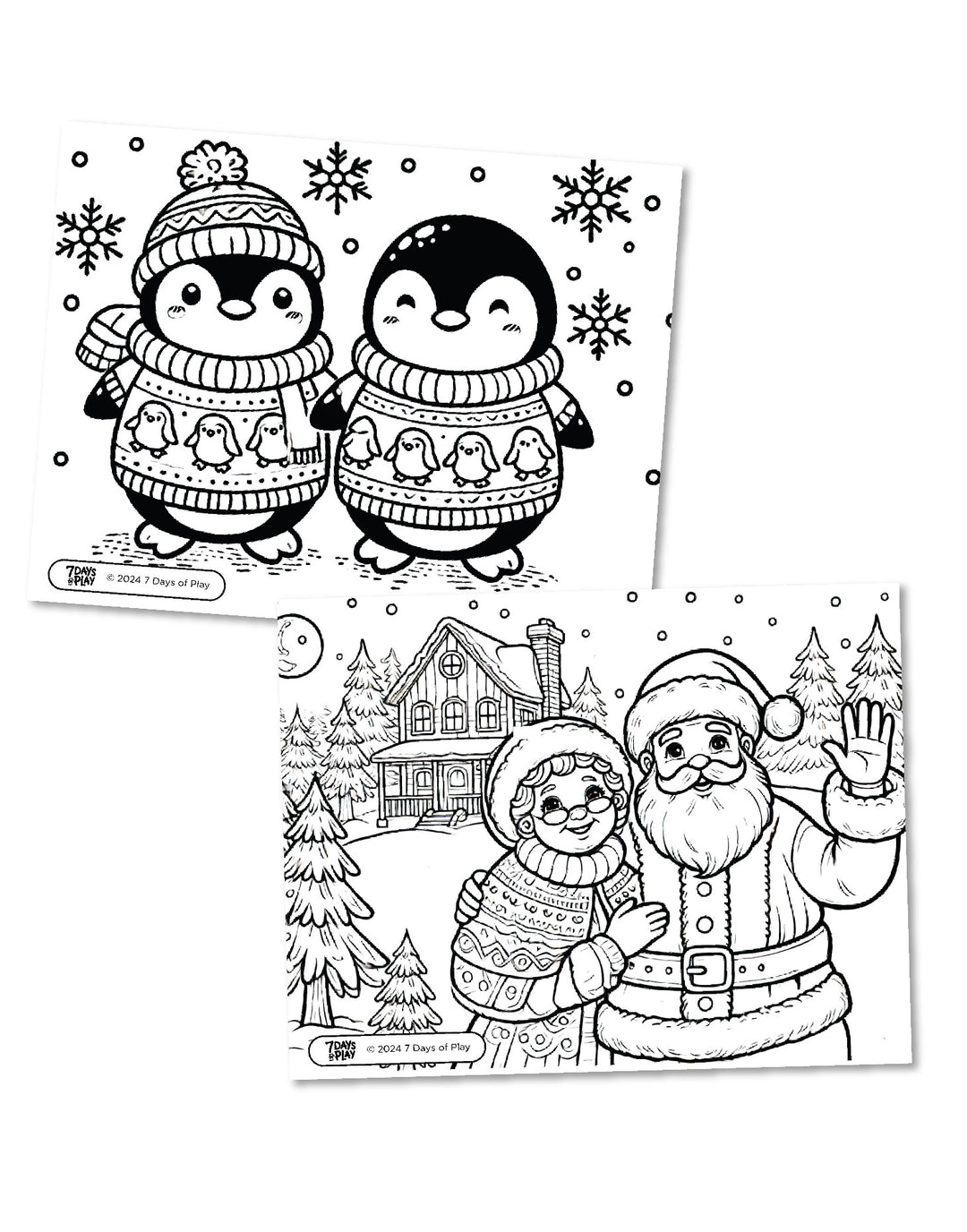20 Christmas Themed Coloring Pages - Printable