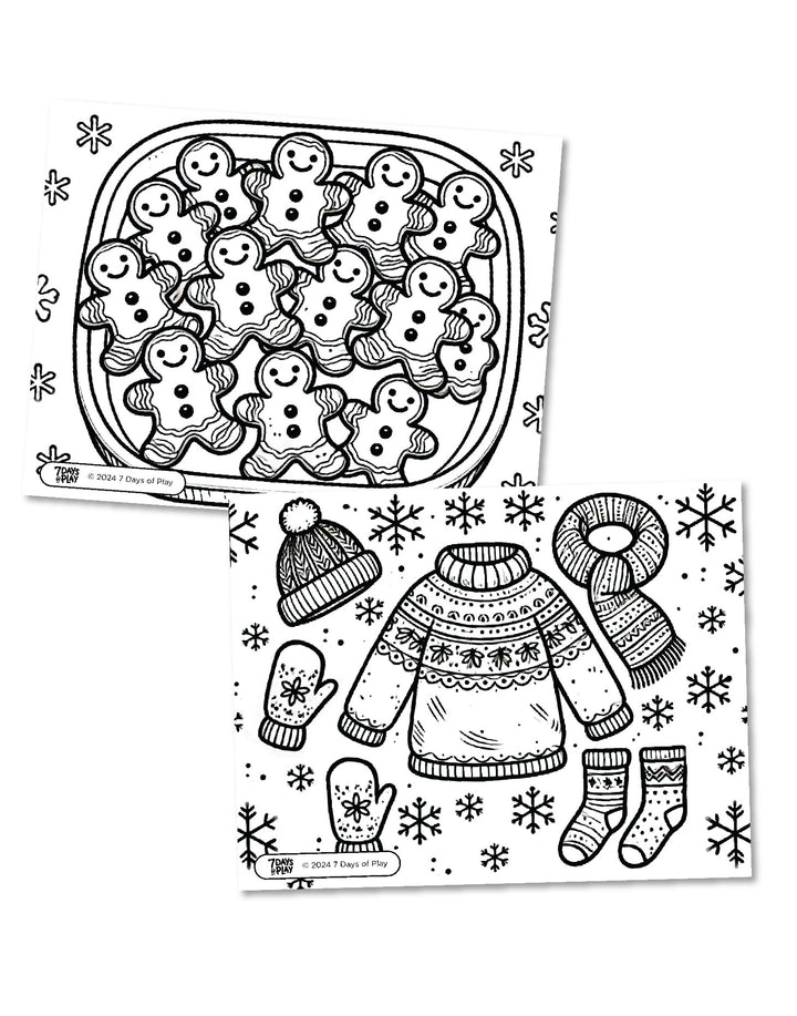 20 Christmas Themed Coloring Pages - Printable