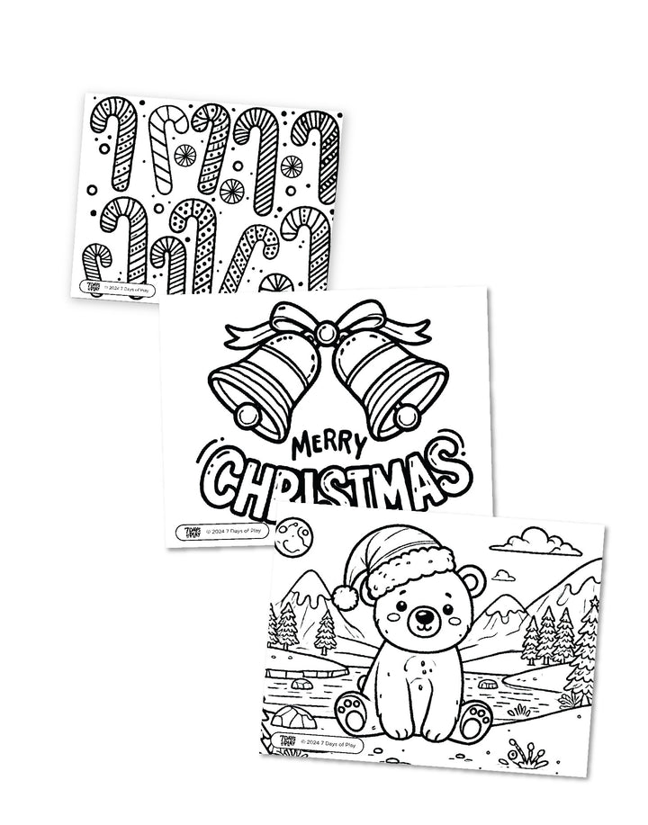 20 Christmas Themed Coloring Pages - Printable
