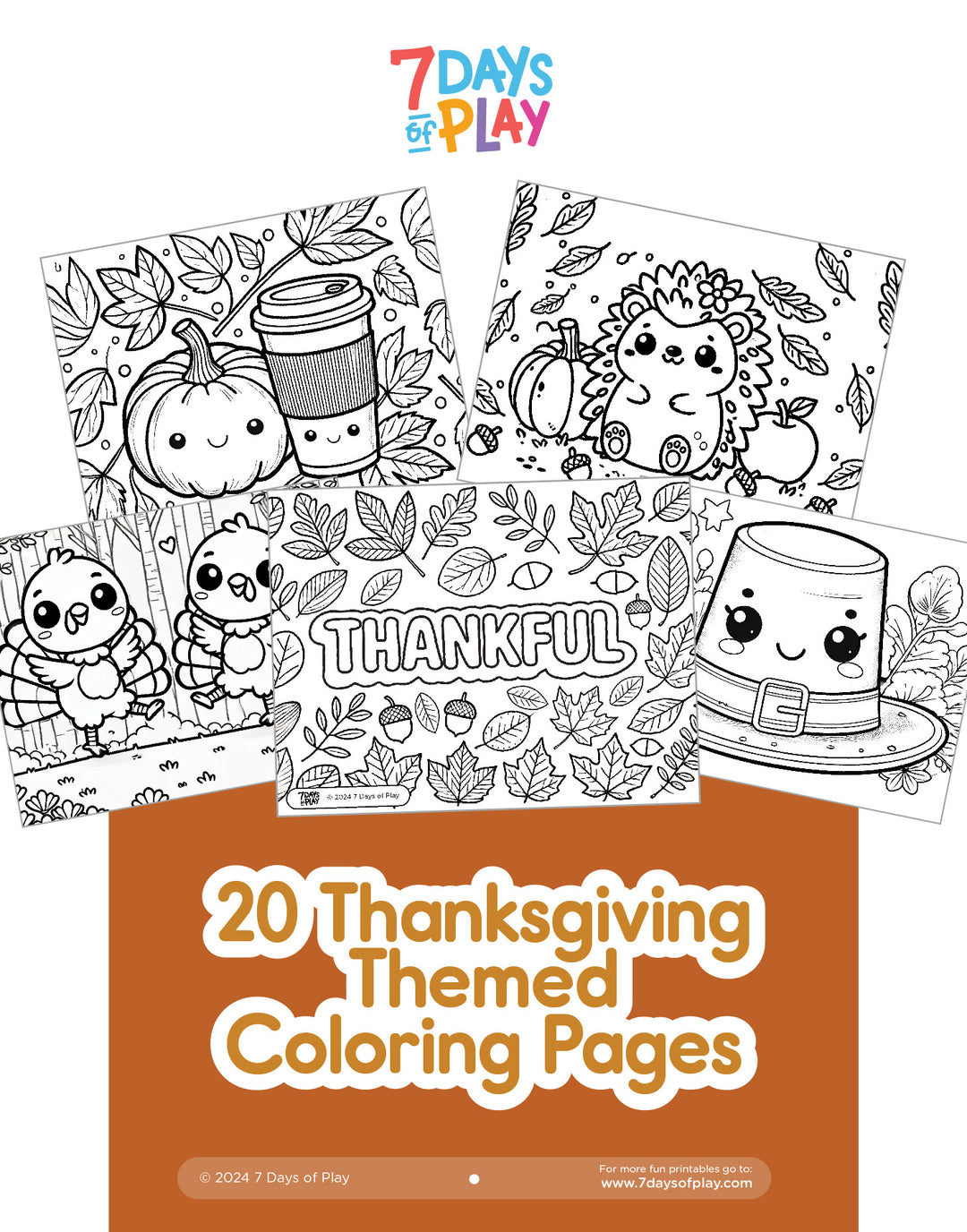 20 Thanksgiving Themed Coloring Pages - Printable