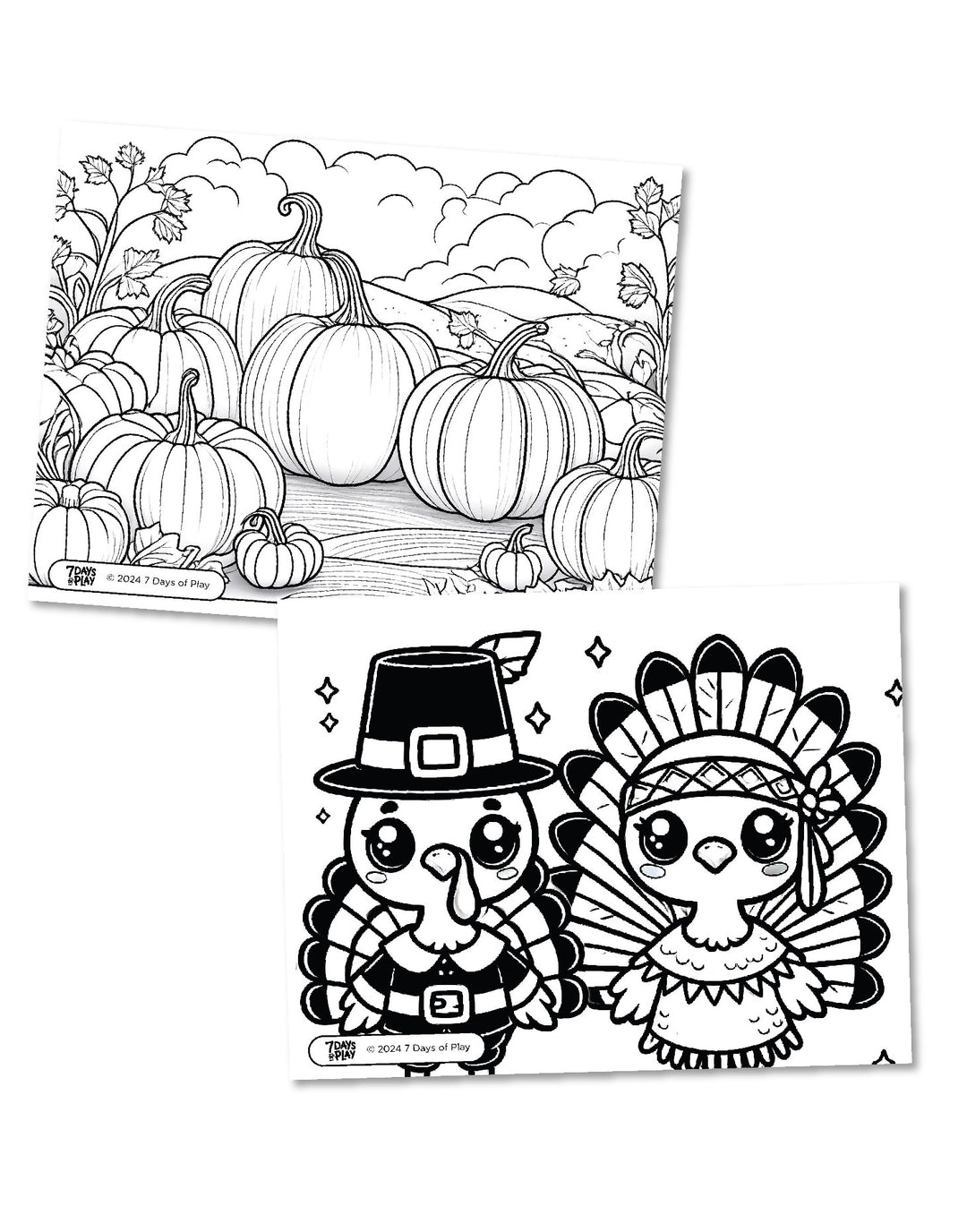 20 Thanksgiving Themed Coloring Pages - Printable