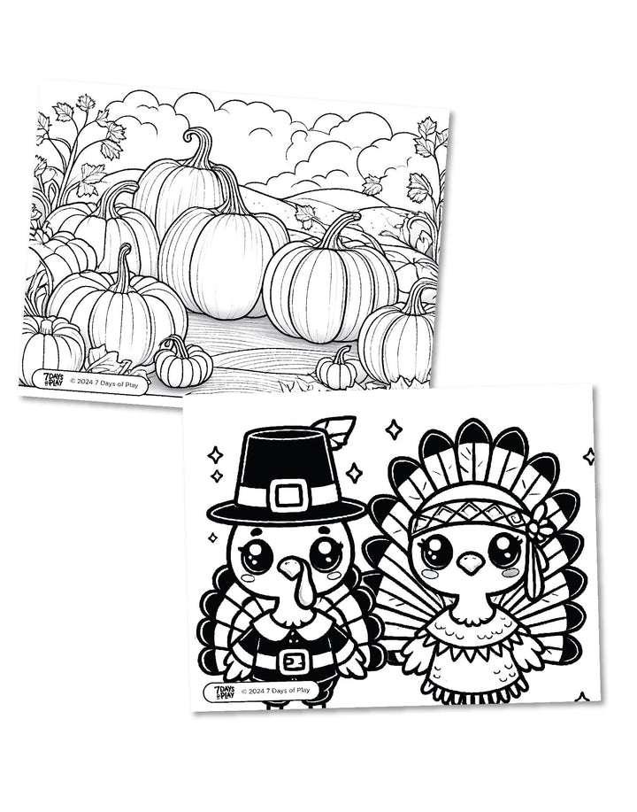 20 Thanksgiving Themed Coloring Pages - Printable