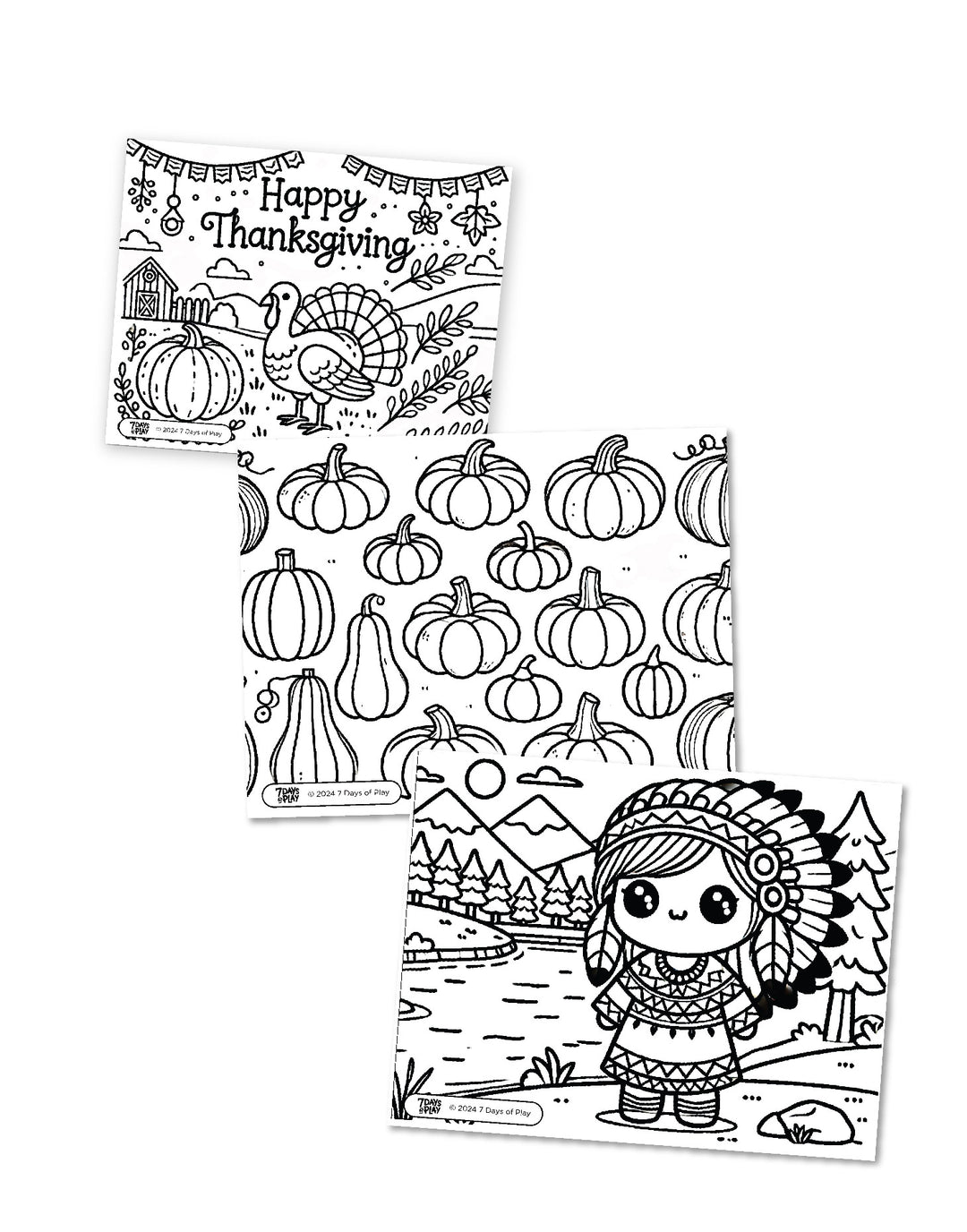 20 Thanksgiving Themed Coloring Pages - Printable