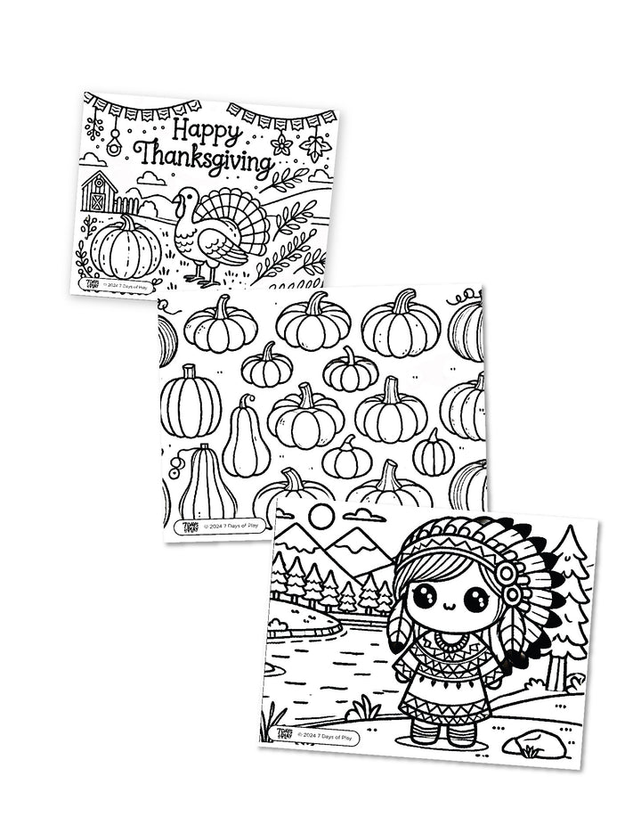 20 Thanksgiving Themed Coloring Pages - Printable