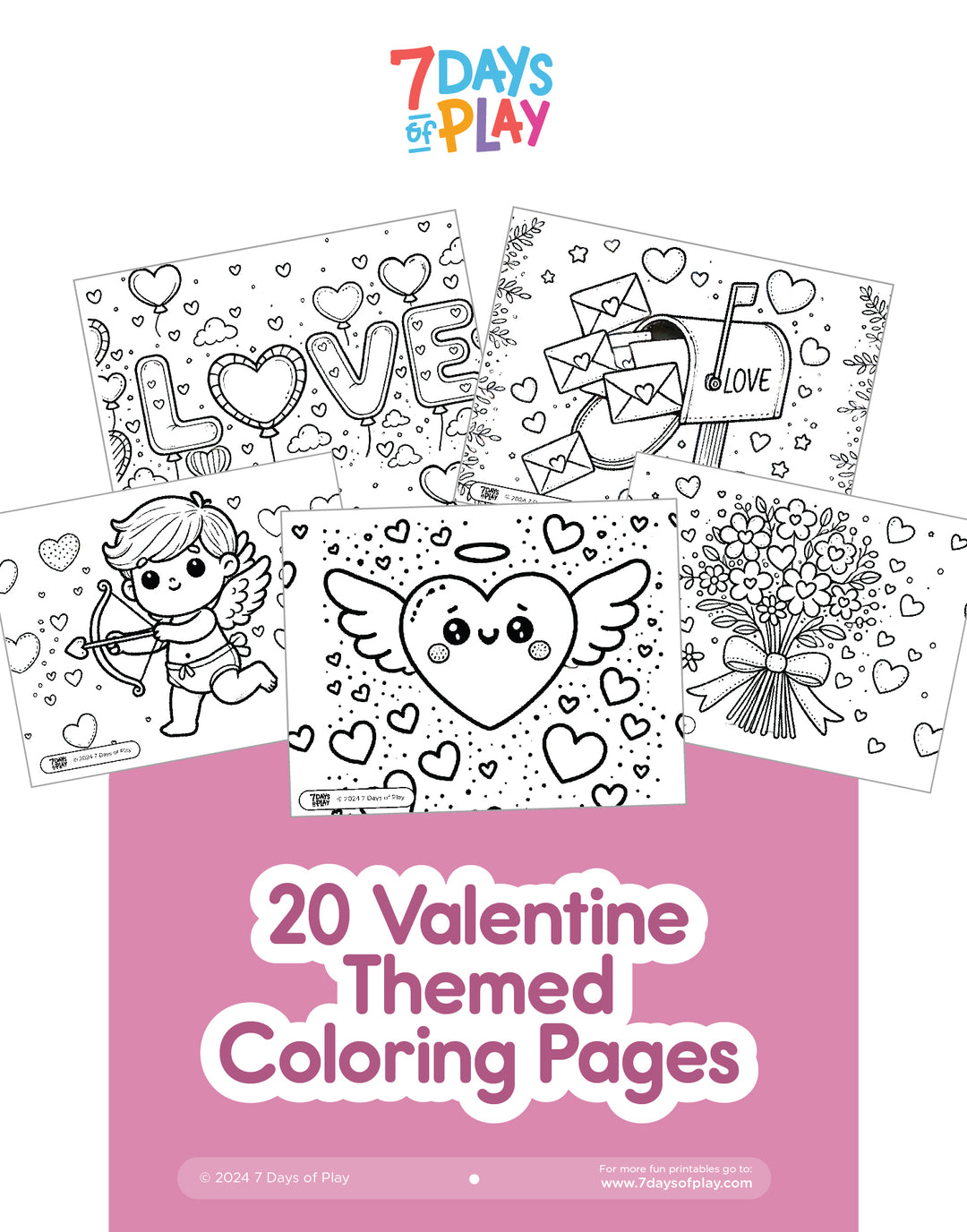 20 Valentine Themed Coloring Pages - Printable!