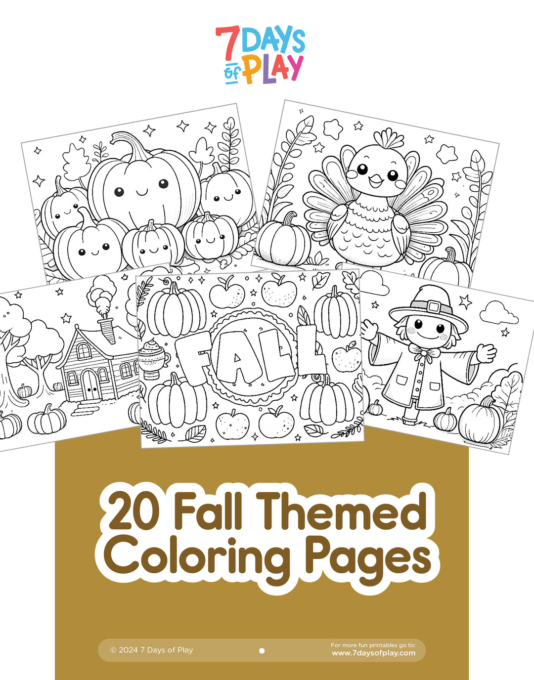20 Fall Themed Coloring Pages - Printable