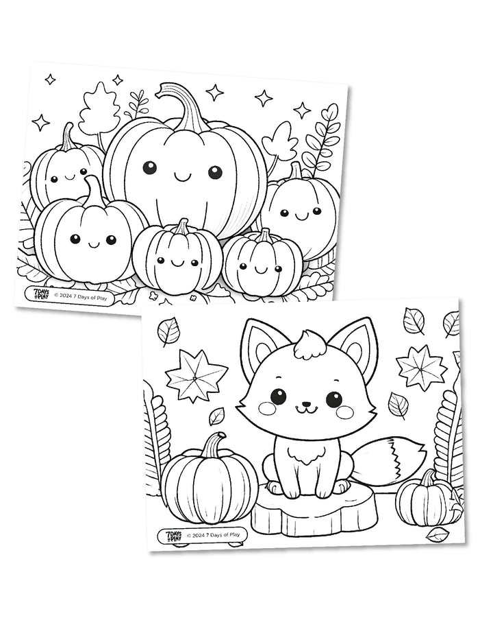 20 Fall Themed Coloring Pages - Printable