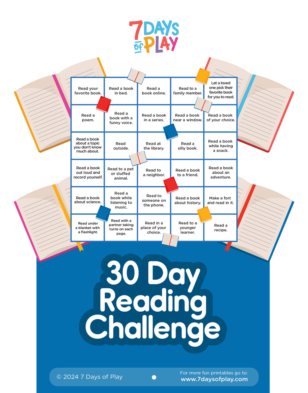 30 Day Reading Challenge - Printable