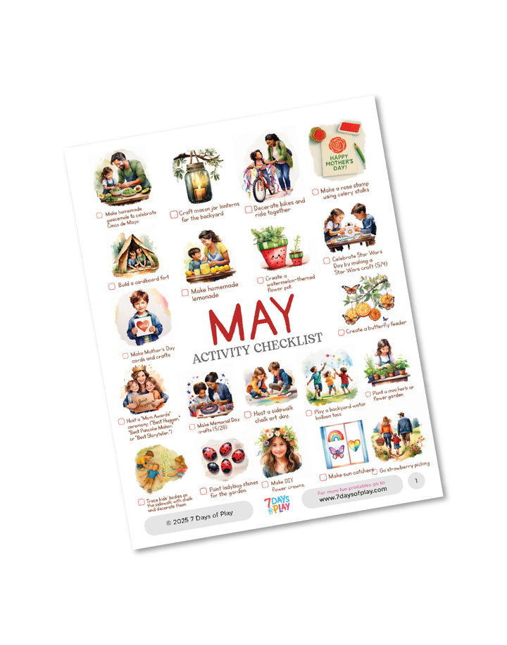 May Activities Checklist - Printable