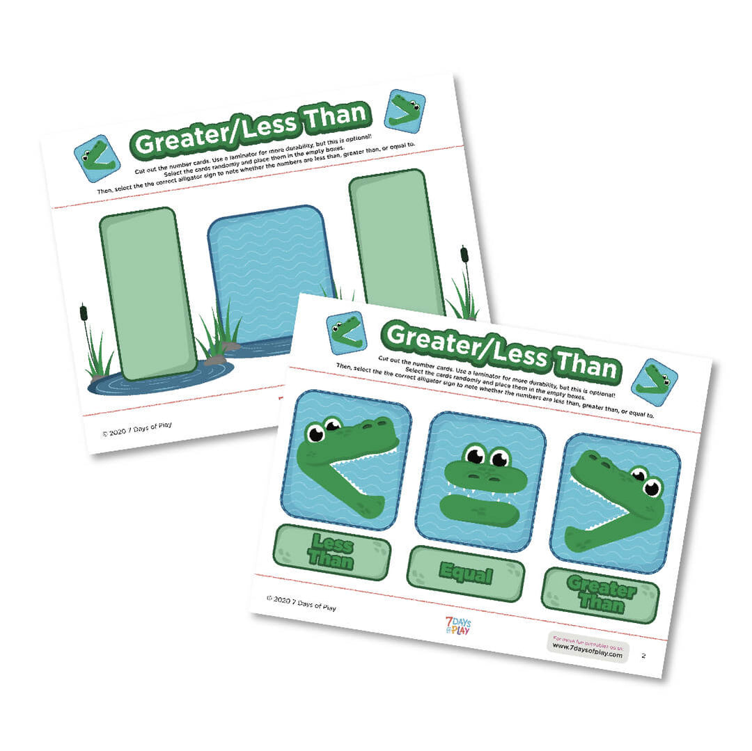 Greater Than, Less Than, Equal To - Printable