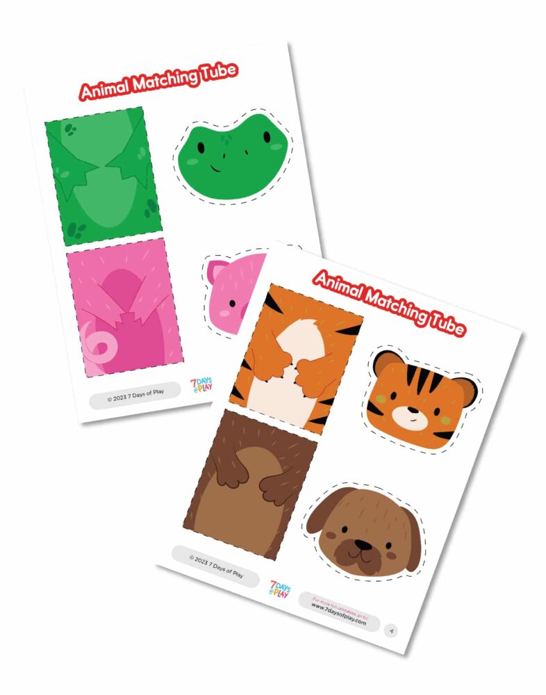 Animal Matching Tube - Printable for Kids