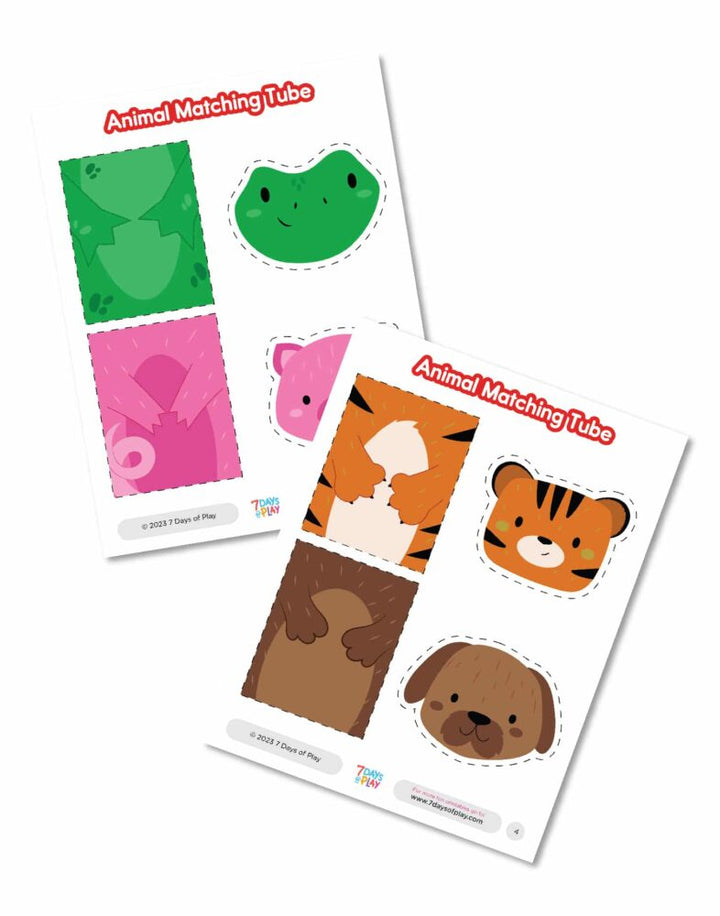Animal Matching Tube - Printable for Kids