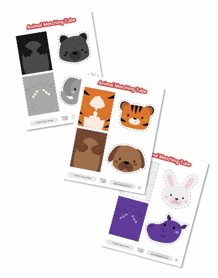 Animal Matching Tube - Printable for Kids