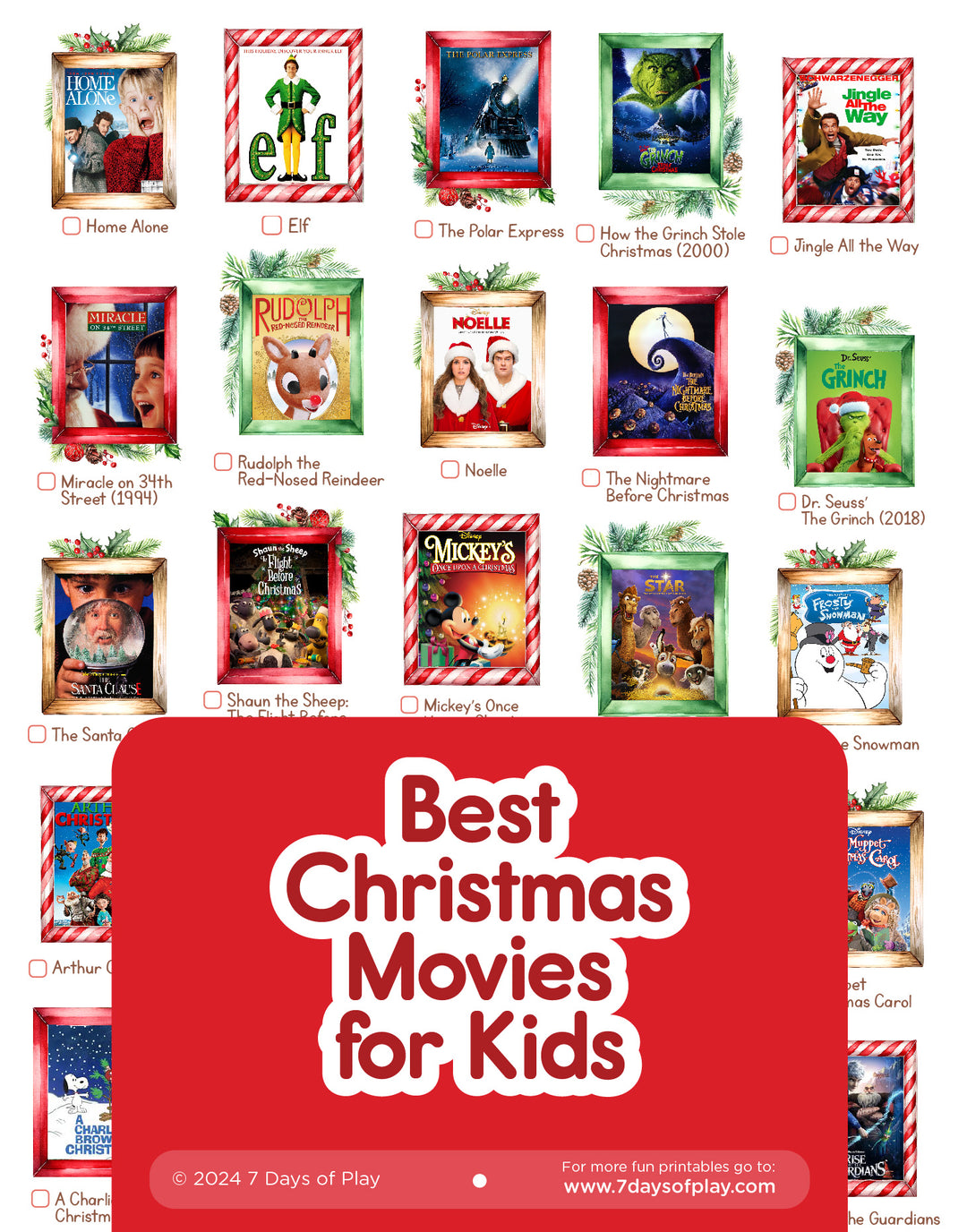 Best Christmas Movies for Kids - Printable