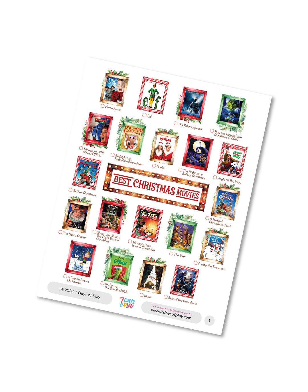 Best Christmas Movies for Kids - Printable