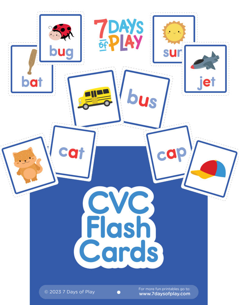 Help your child learn CVC words with our free printable flashcards. Available in 3 types - words only, picture only, and both picture and words.