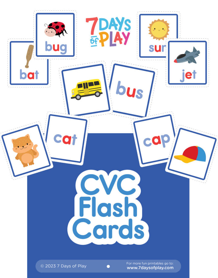 Help your child learn CVC words with our free printable flashcards. Available in 3 types - words only, picture only, and both picture and words.