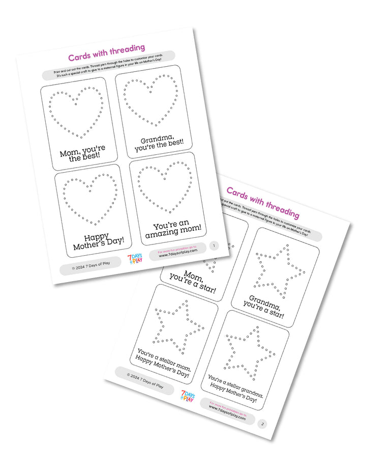 Cards with threading - Printable