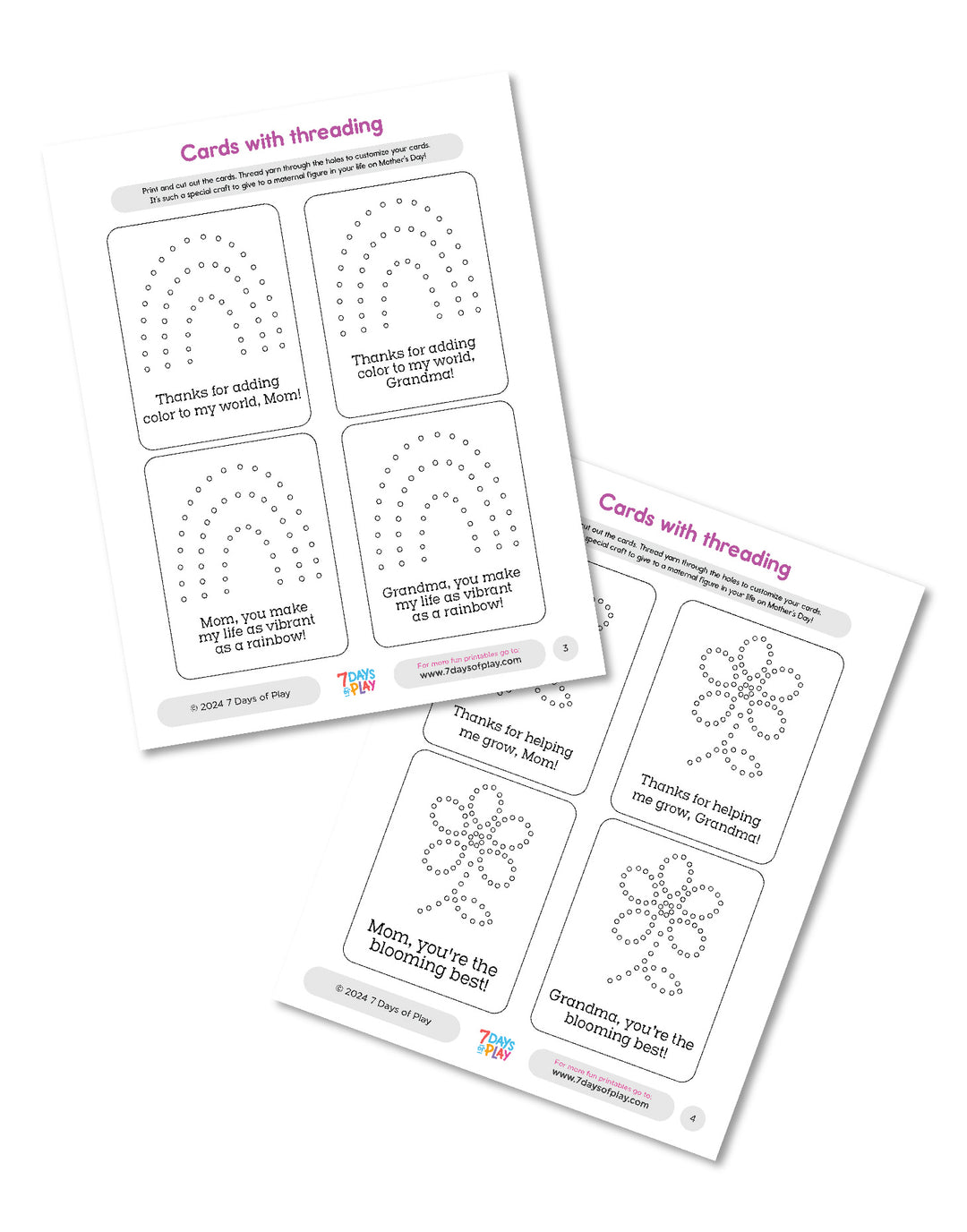 Cards with threading - Printable