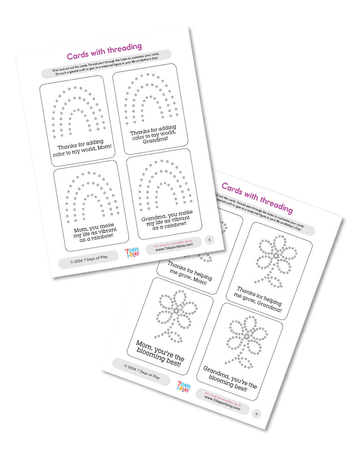 Cards with threading - Printable