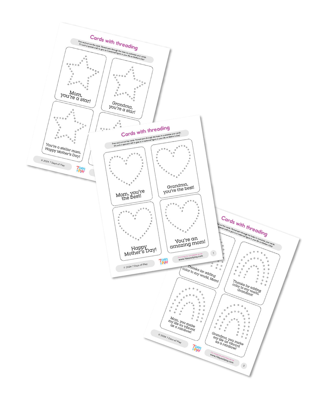 Cards with threading - Printable