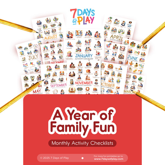 Free Monthly Activity Checklists for Kids, 12 Month Printable – 7 Days ...