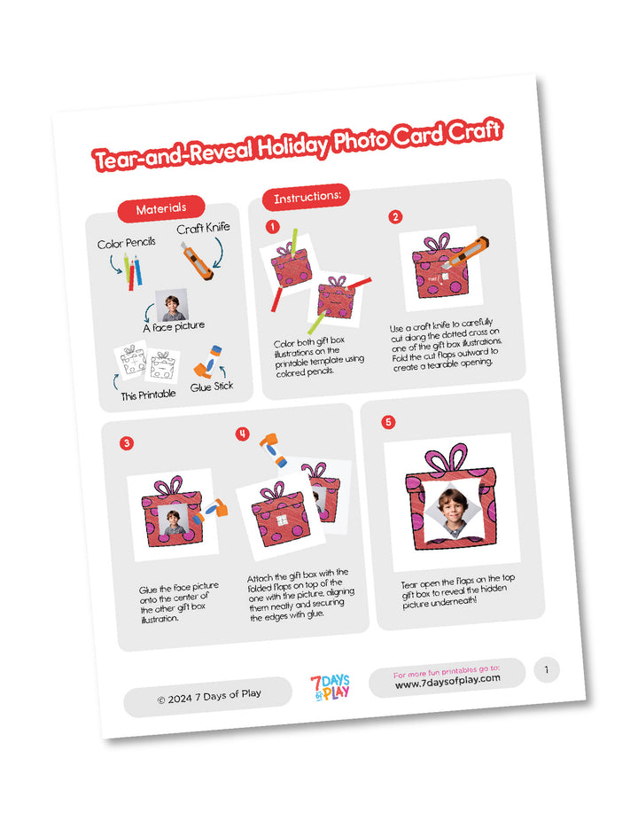 Tear-and-Reveal Holiday Photo - Printable