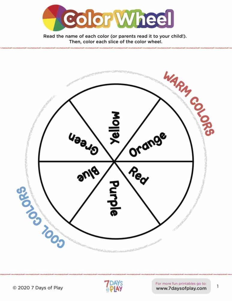 color mixing printable worksheet for kids color wheel