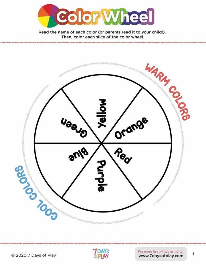 color mixing printable worksheet for kids color wheel