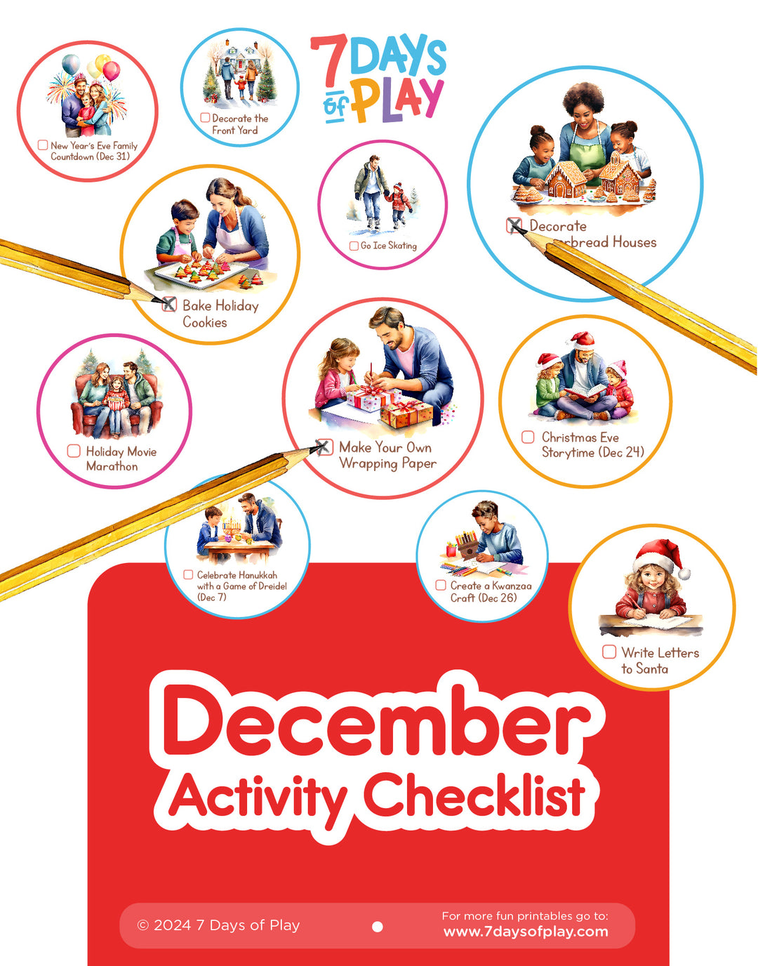 December Activities Checklist - Printable