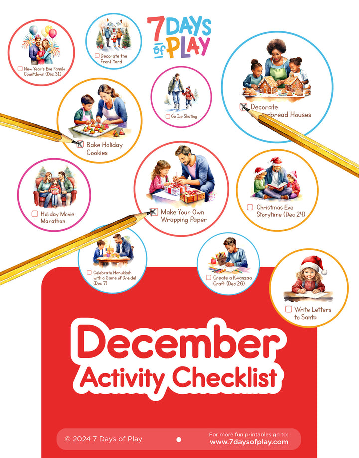 December Activities Checklist - Printable