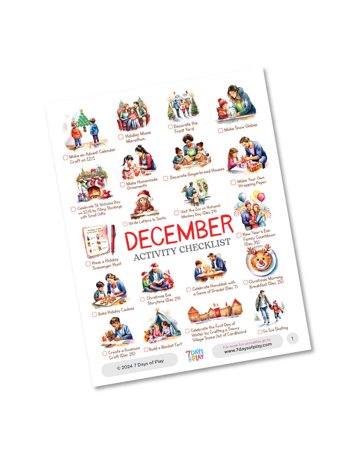 December Activities Checklist - Printable