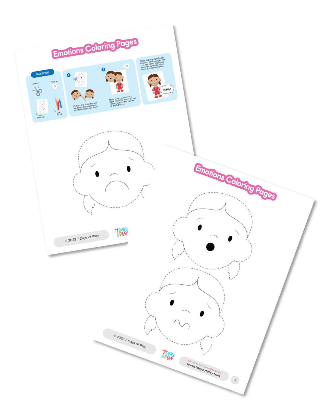 Emotions Coloring Pages (Girl) - Printable for Kids