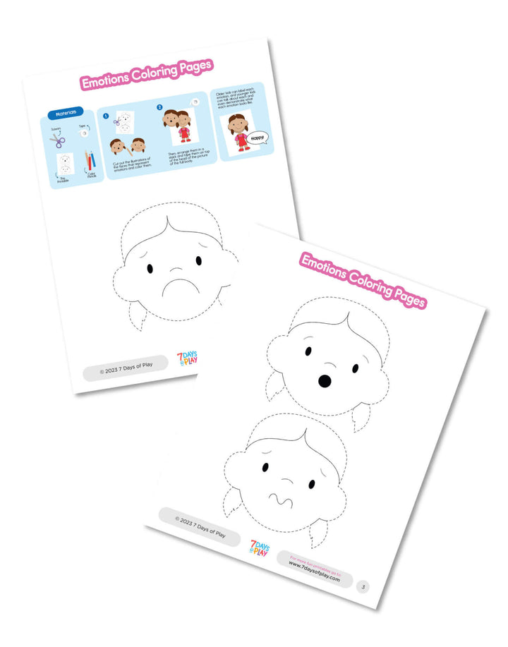 Emotions Coloring Pages (Girl) - Printable for Kids