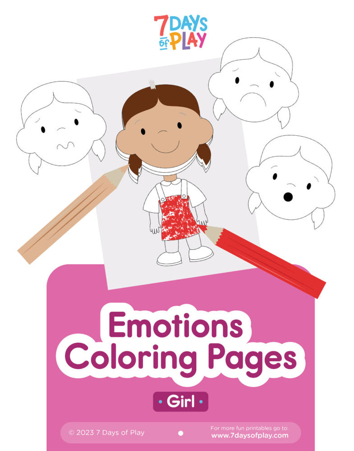 Emotions Coloring Pages (Girl) - Printable for Kids
