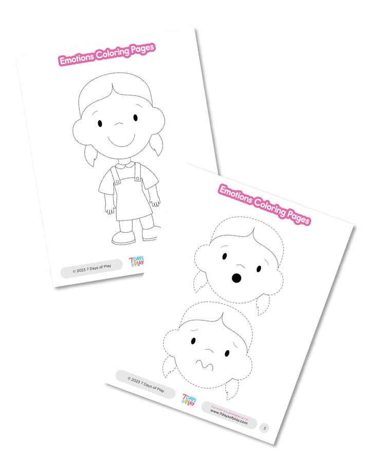 Emotions Coloring Pages (Girl) - Printable for Kids
