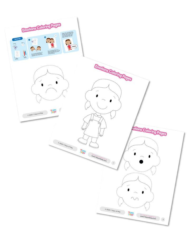 Emotions Coloring Pages (Girl) - Printable for Kids