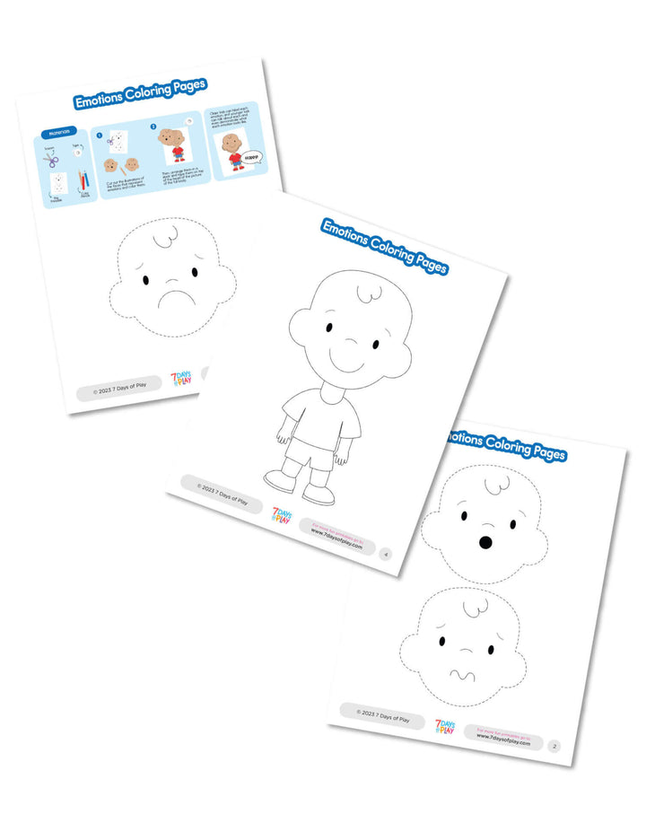 Emotions Coloring Pages (Boy) - Printable for Kids