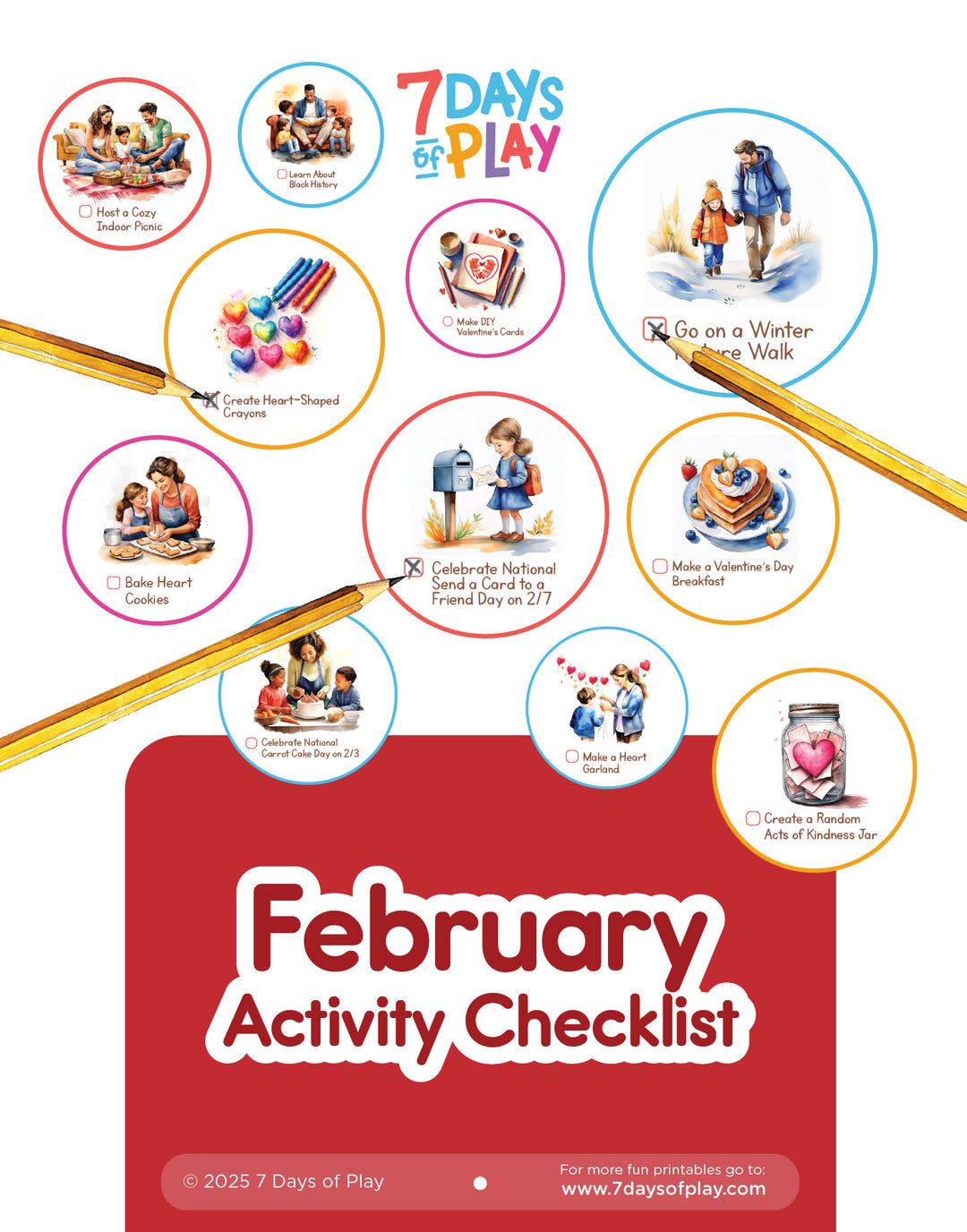 February Activities Checklist - Printable